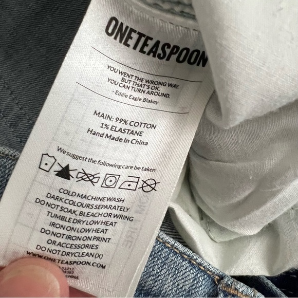 One X One Teaspoon FreeBirds II Low Waist Stretch Jeans Fitted Leg Light Wash - Picture 8 of 11